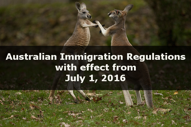 Australian Immigration Regulations w.e.f. July 1, 2016