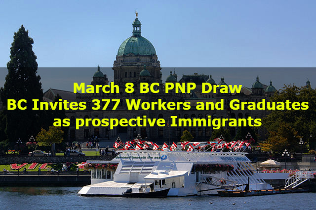 March 8 BC PNP Draw: BC Invites 377 Workers and Graduates as prospective Immigrants