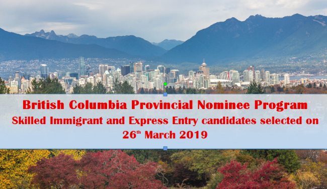 British Columbia invites 242 Skilled Immigration and Express Entry BC candidates on 26th March 2019