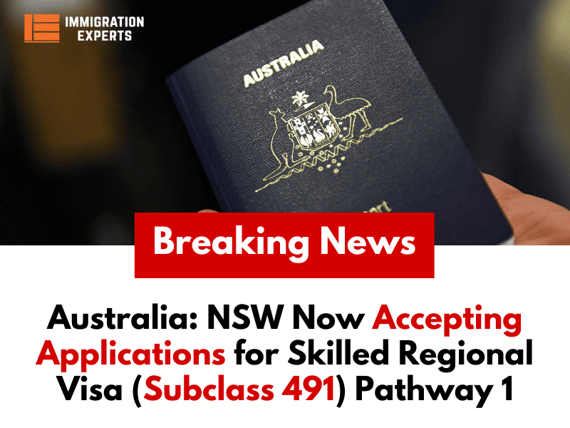 Australia: NSW Now Accepting Applications for Skilled Regional Visa (Subclass 491) Pathway 1