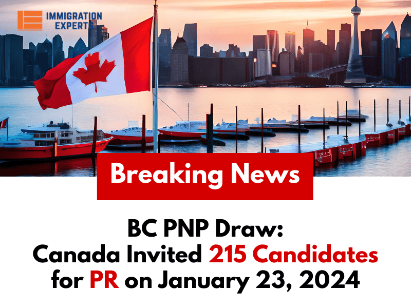 BC PNP Draw: Canada Invited 215 Candidates for PR on January 23, 2024