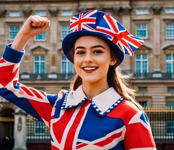 Easy Pathways to Enter the UK.
A girl wearing UK's flag style printed suit.